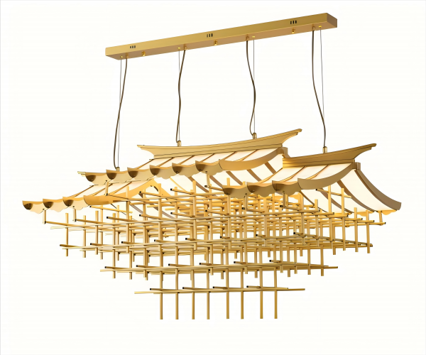 Imperial Courtyard Pendant - Nest-Style Architectural Iron Chandelier